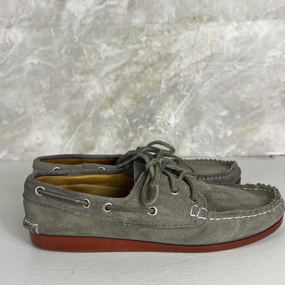 Quoddy Boat Shoes Men's 8 Light Gray Suede Moc-Toe Classic